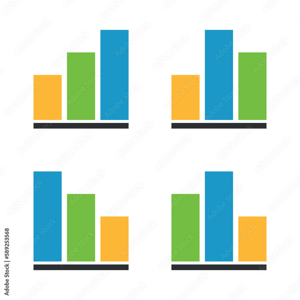 Business graphs and charts icons simple set collection vector illustartion