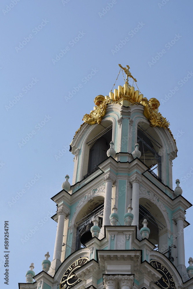Architecture of Trinity Sergius Lavra, Sergiev Posad, Moscow region, Russia. Popular landmark.