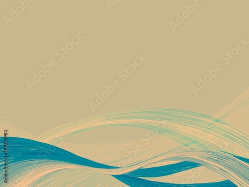 Vintage dirty beige background with waves at the bottom and space at the top.