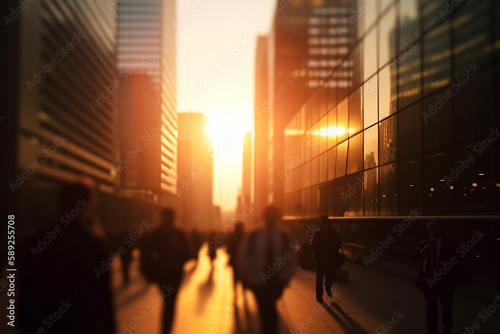 People at rush hour, walking commuting city concept. Generative ai. People at rush hour, walking commuting city concept. Generative ai.