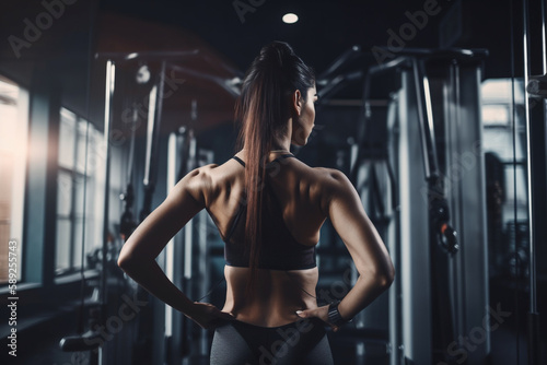 Fitness woman working out in gym . Generative ai.