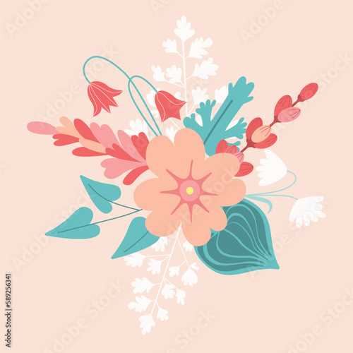 Floral Bouquets. Flower Bouquets. Design element for invitations  greeting cards  posters  blogs. Delicate flowers and leaves.