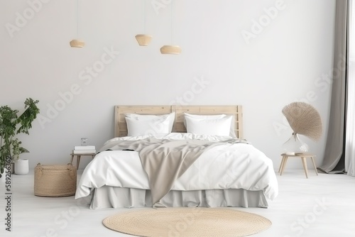 Modern bedroom Interior | Bedroom interior. Art deco style | Luxurious large bedroom | Modern contemporary loft bedroom with open door | Bedroom interior. 3d render, Generative AI