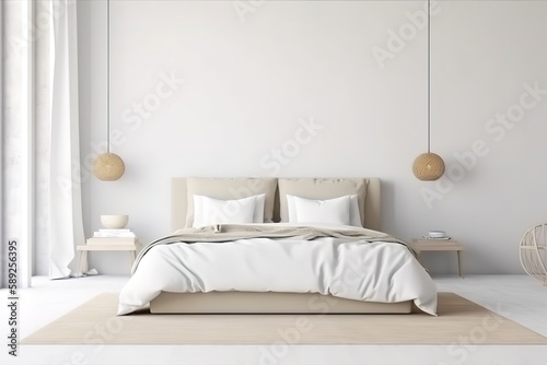 Modern bedroom Interior | Bedroom interior. Art deco style | Luxurious large bedroom | Modern contemporary loft bedroom with open door | Bedroom interior. 3d render, Generative AI