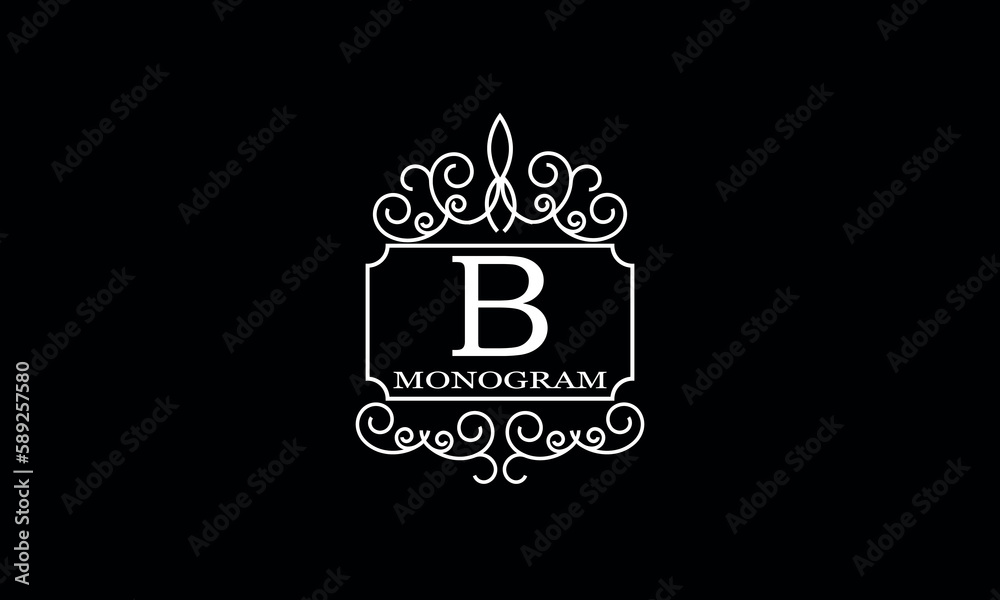 Luxury hotel logo template with initial B. Monogram design elements, business identity sign for restaurant, royalty, boutique, cafe, hotel. Luxury hotel logo template with initial B. Monogram design elements, business identity sign for restaurant, royalty, boutique, cafe, hotel.