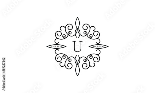 Simple, stylish and elegant letter U logo. Monogram vector illustration template.