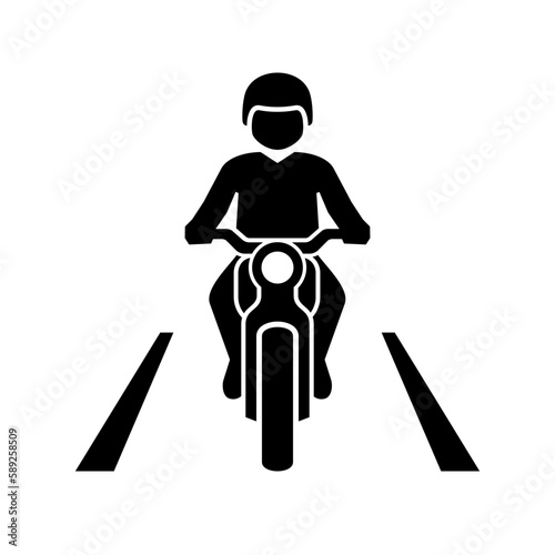 Motorcycle with Rider Front View Vector Icon