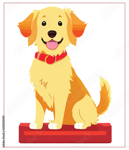 Vector Illustration of a Cute Labrador Retriever Against a White Background" - A delightful image of a playful and charming labrador retriever, captured in vector art. Great for pet-related projects a