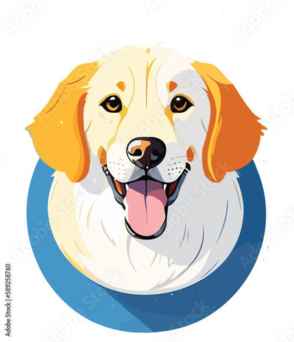 Vector Illustration of a Cute Labrador Retriever Against a White Background" - A delightful image of a playful and charming labrador retriever, captured in vector art. Great for pet-related projects a