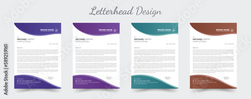 Minimal business letterhead design layout with 4 color and uncommon shapes graphic amplify