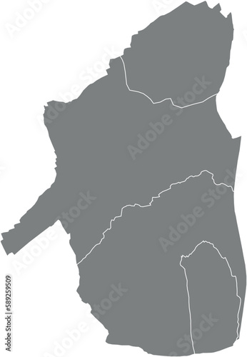 Grey flat vector administrative map of ROULERS  BELGIUM with white border lines of its municipalities