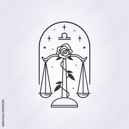 libra zodiac astrology horoscope vector line art illustration design