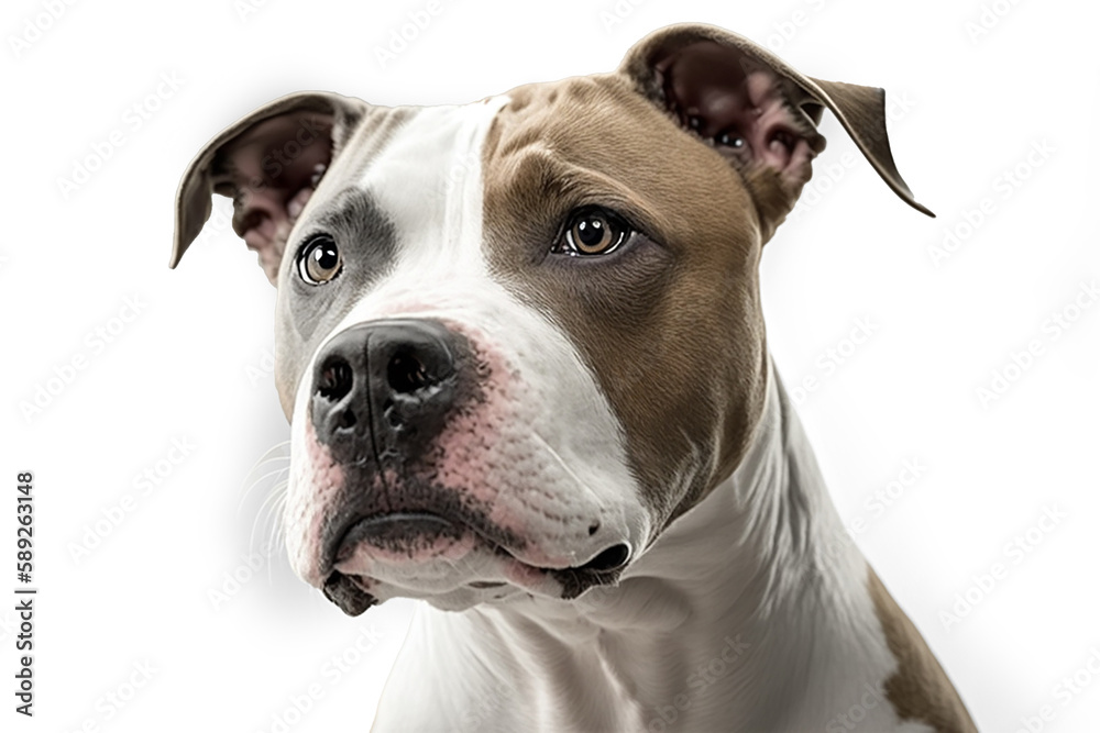 Majestic American Staffordshire Terrier Dog on a White Background