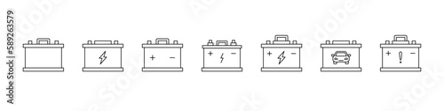 Car battery icon. Auto accumulator icons collection. Car battery vector icons. EPS 10