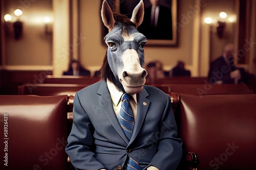 Donkey Politician Giving Political Speech Generative AI