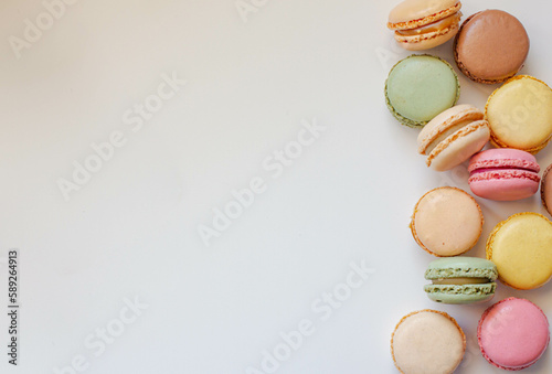 colorful almond cookies, macarons. macaroons