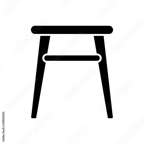 Stool icon. Black silhouette. Vertical front side view. Vector simple flat graphic illustration. Isolated object on a white background. Isolate.