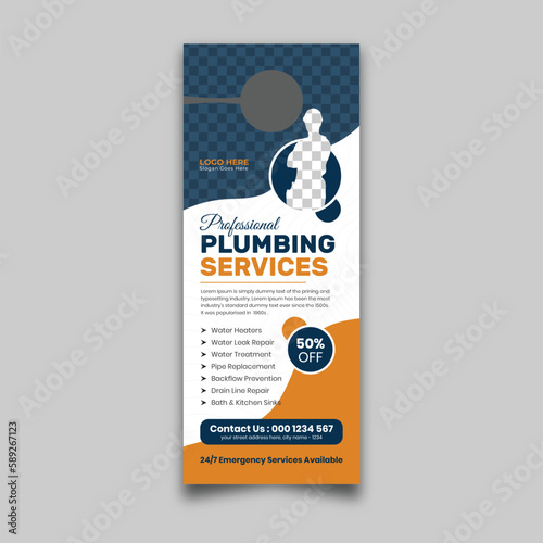 Plumbing door hanger vector template
