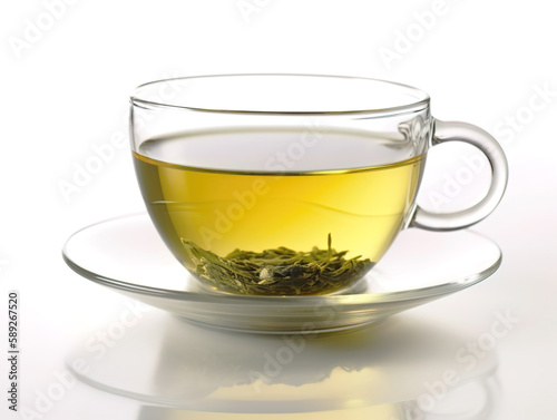 Cup of green tea isolated on white background. © AMK 