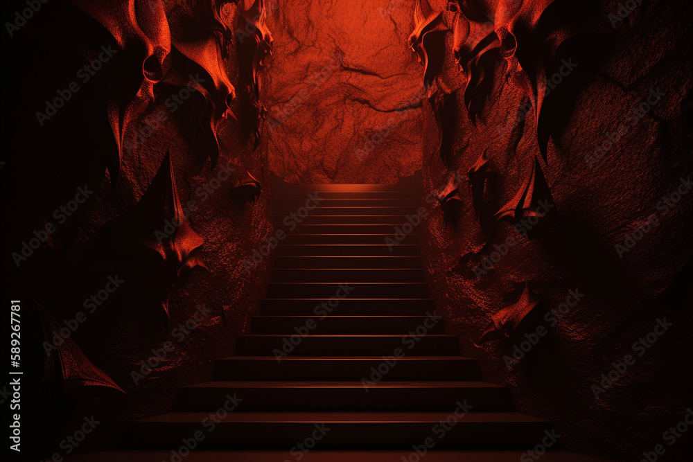 Sub Stack Hell Stairs to hell visualization. Dark rock stairs going down to hell ...