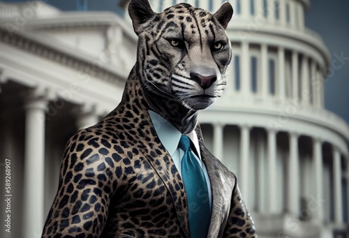 Panther Politician Addressing The Public Generative AI photo