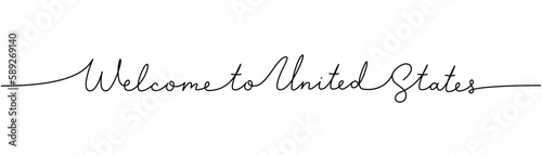 Welcome to United States - word with continuous one line. Minimalist phrase illustration. United States country - continuous one line illustration.