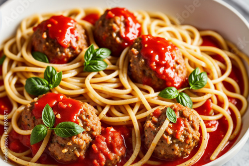 Spaghetti With Meatballs. Generative AI