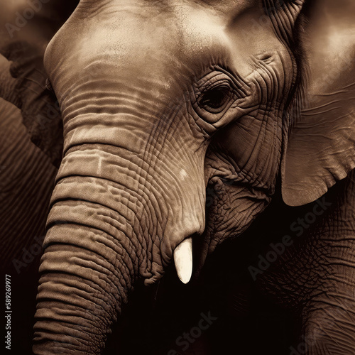 Elephant head close up