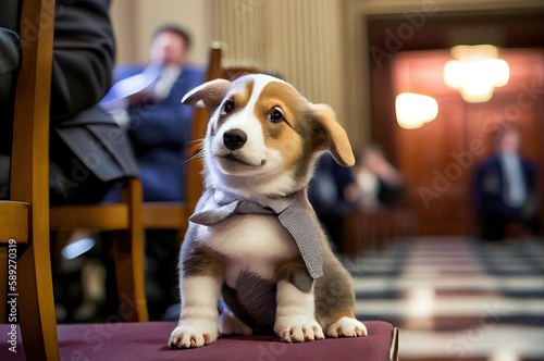 Puppy Congressman Addressing The Public Generative AI photo