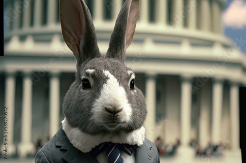 Rabbit Political Party Member Giving Political Speech Generative AI photo