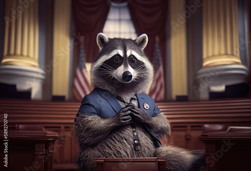 Raccoon Politician Giving Political Speech Generative AI