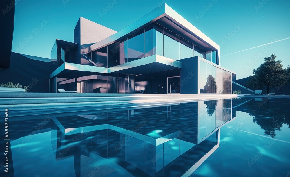 Fototapeta premium Real estate building background, a beautiful residence illustration by generative ai