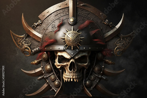 Pirate skull wallpaper. Generative AI.