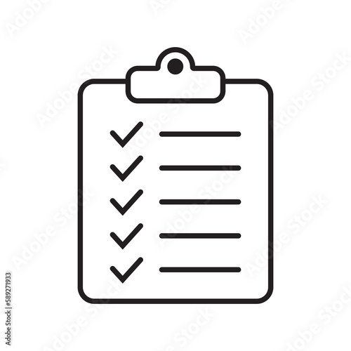 Clipboard and checklist icon. Project management, questionnaire line icon. To do list vector icon for web site and app design. © Maksim