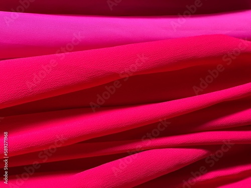 Bright pink red silk fabric background.