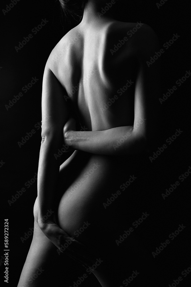 Female Back Nude silhouette. Naked Woman