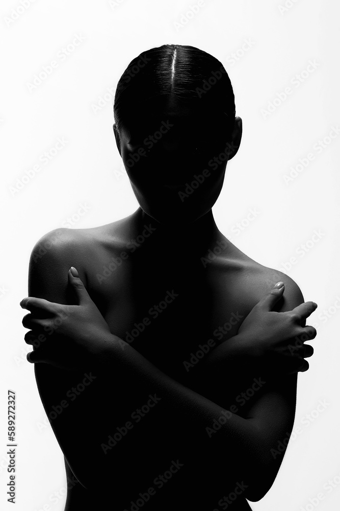Nude Woman silhouette. Beautiful Naked Body Gir Stock Photo | Adobe Stock