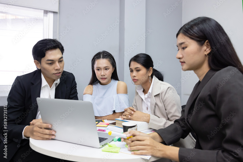 Colleague Discuss About Work Project in a Meeting Room