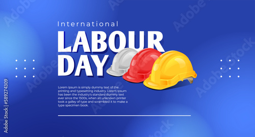 International labour Day May 1 Banner With Safety Helmet Illustration Concept