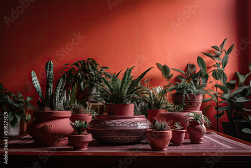 plants in pink room