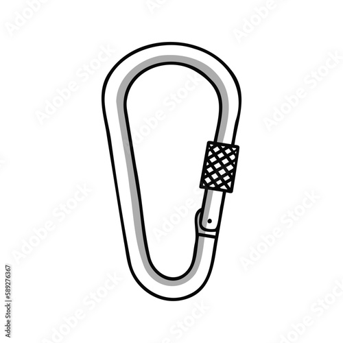 Carabiner. Vector Illustration for printing, backgrounds, covers and packaging. Image can be used for greeting cards, posters, stickers and textile. Isolated on white background.