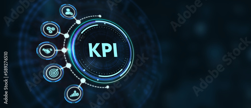 KPI Key Performance Indicator for Business Concept. Business, Technology, Internet and network concept. 3d illustration photo