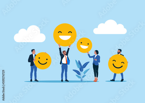 Positive thinking business people. Modern vector illustration in flat style