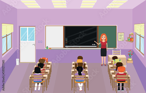 female teacher teaching in class