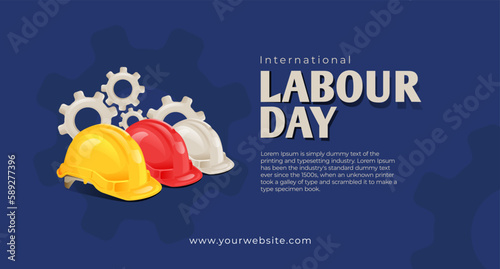 International labour Day May 1 Banner With Safety Helmet Illustration Concept
