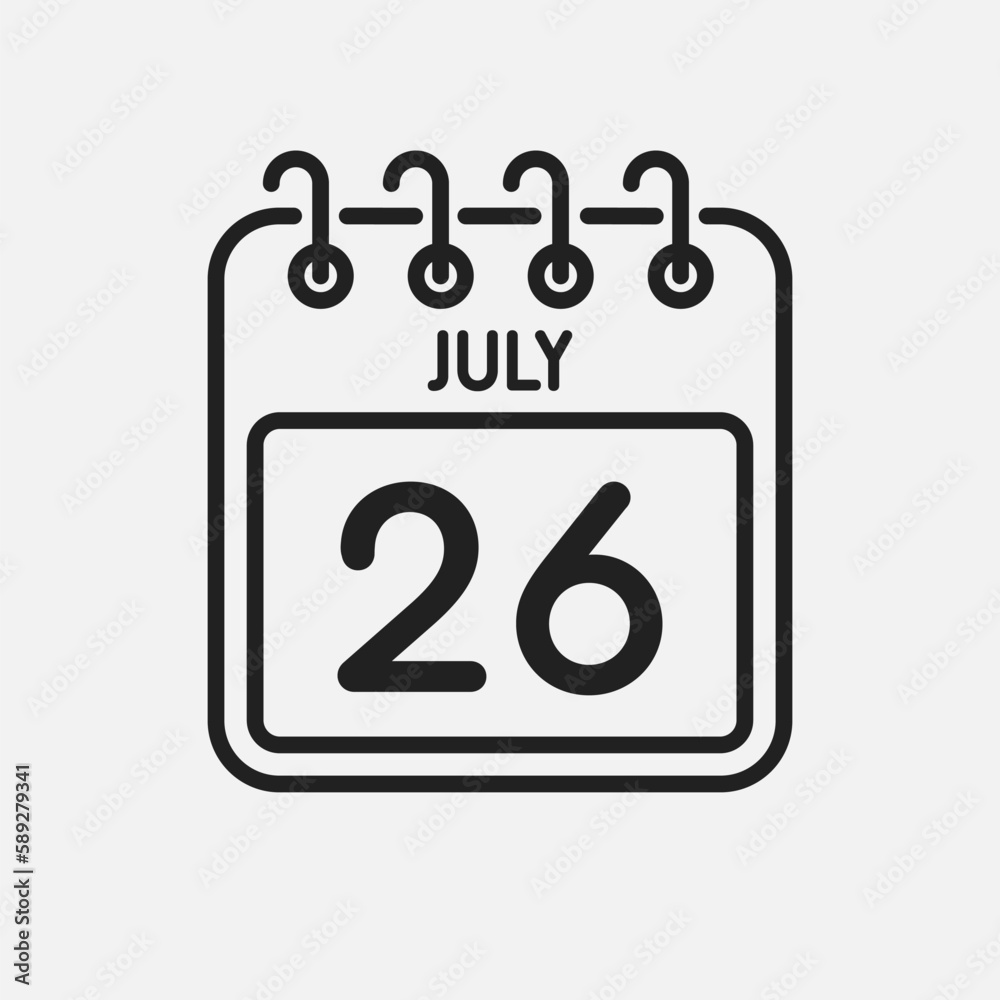 Icon page calendar day - 26 July