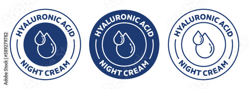Hyaluronic acid icon set. suitable for skincare products. blue color badge, seal, sticker, logo, and symbol variants. Isolated vector illustration