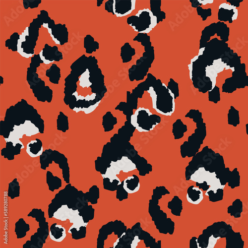Leopard Dyed Vector Seamless Pattern. Drawn
