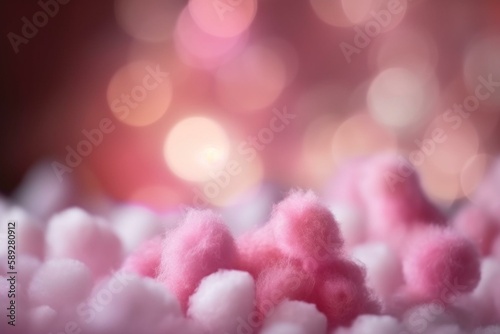 Pink cotton candy background, bokeh Generative AI