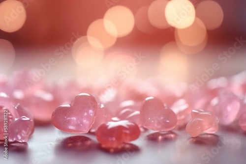 Pink candy hearts background, bokeh Generative AI